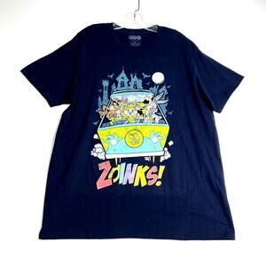 WB Short Sleeve Looney Tunes Tee Scooby Doo Mystery Machine Zoinks Mashups Blue